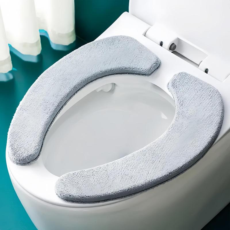 Plush Toilet Seat Cover, 1 Pair Soft Thickened Washable Toilet Seat Pad, Bathroom Supplies for Home Hotel Salon Dormitory