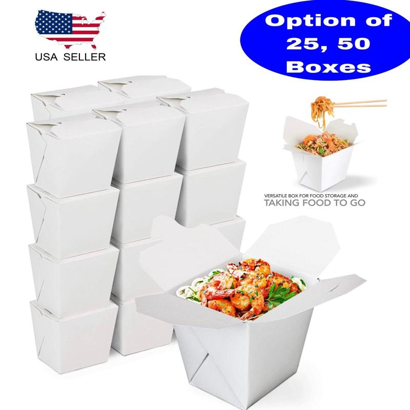 16 oz Takeout Boxes Food Containers White Paperboard Chinese Asian food Box