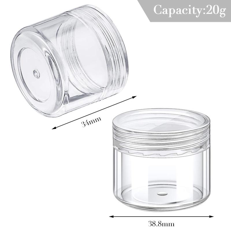 20 Pieces Clear Lid Round Pot Jars Plastic Cosmetic Containers Set for Liquid Creams Sample, 20 ml  0.7 oz - Organiser, Bottles