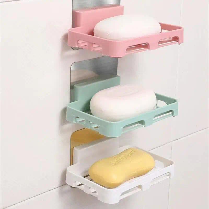 Bathroom Accessories Soaps  Holder Wall Mount Drain Soap Dish Box Plastic Hollow Installation