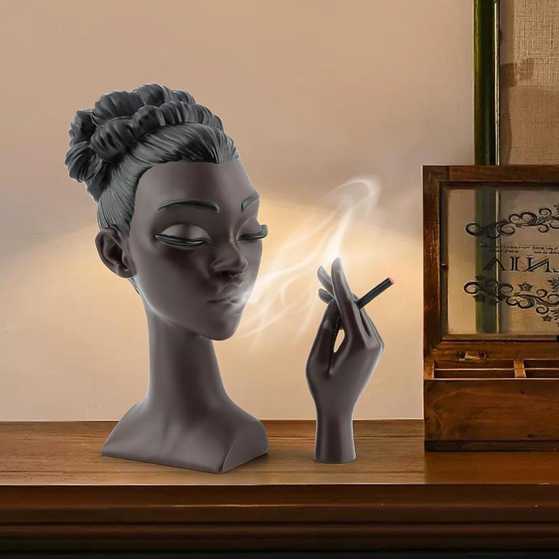 Smoking Woman Design Resin Statue, Modern Desktop Censer Ornament, Decorative Statue for Home Office Desk, Home Decor