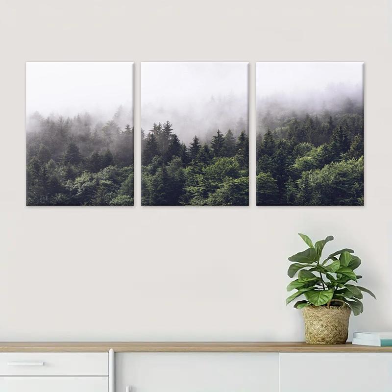 Landscape Pattern Canvas Painting with Frame, 3 Counts Modern Wall Art Painting, Wall Decor for Home Living Room Bedroom, Room Decor, Christmas 2024 Ornament, Christmas Gift Ideas, Stocking Stuffers