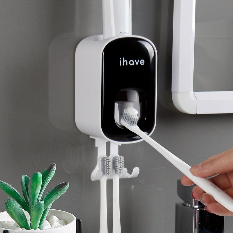 iHave Toothbrush Holders for Bathrooms with Toothpaste Dispenser - Easy to Install, Durable and Stylish Bathroom Accessories & Bathroom Decor