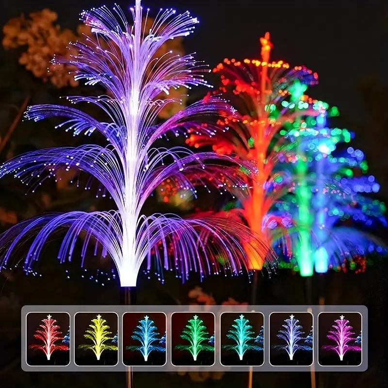 Christmas Solar Powered Tree Shaped Light, 2 4 Counts Waterproof LED Decorative Light Garden Decorations, Outdoor Decorative Light for Garden Path Holiday Decoration