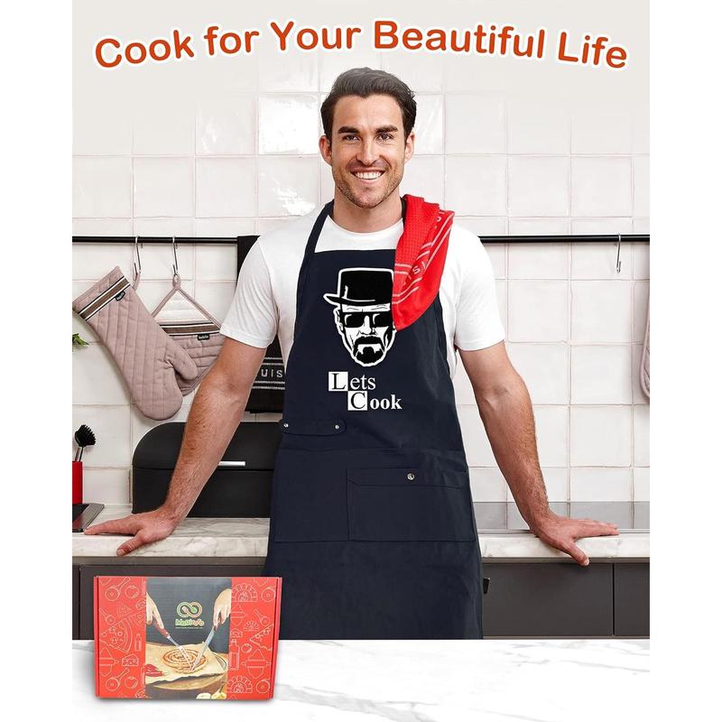 Funny Cooking Chef Apron with Pockets BBQ Kitchen Work Aprons Birthday Dad Creative Gifts