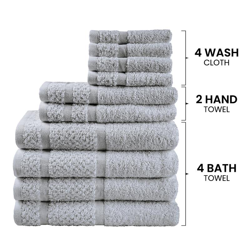 Mainstays Grey 10 Piece Towel Set - Upgraded Softness & Durability