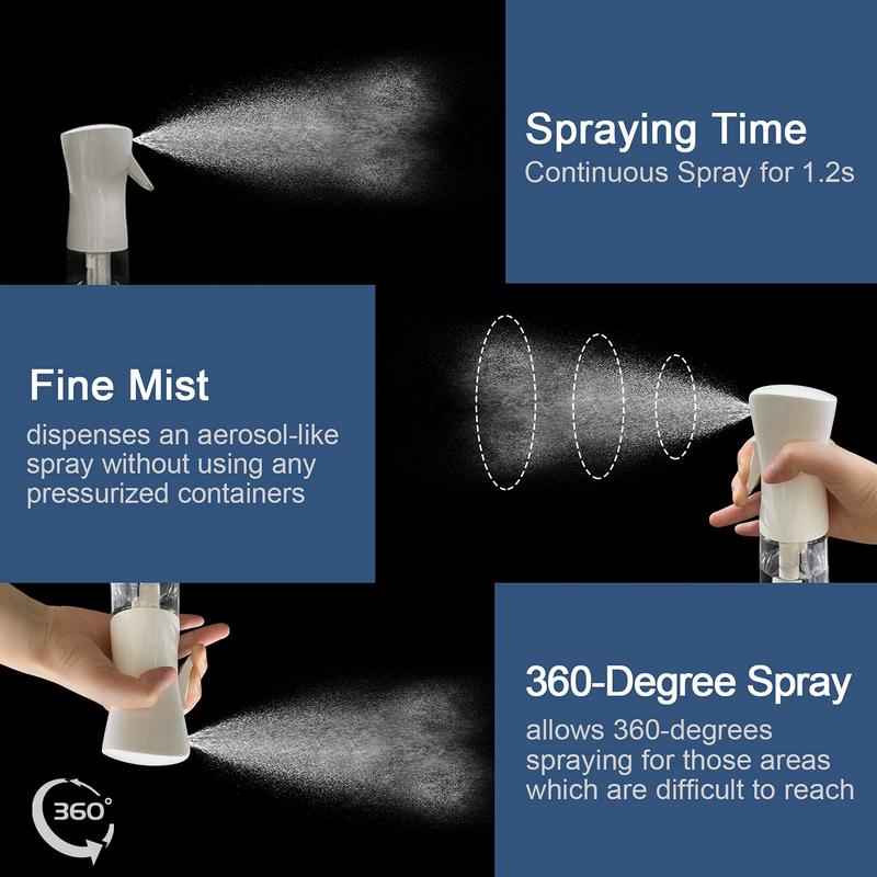 Continuous Spray Bottle with UltraFine Mist -Versatile Water Sprayer forHair, Home Cleaning, Salons, Plants,Aromatherapy, and More - Hair SprayBottle (Clear -7.040z 200ml)-B5