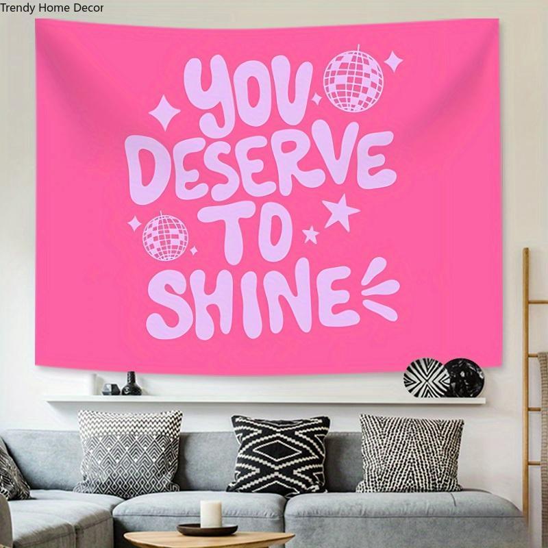 Christmas 2024 Ornament - Chic Pink Tapestry with Inspirational Quotes - Polyester Wall Hanging for Bedroom & Home Office Decor