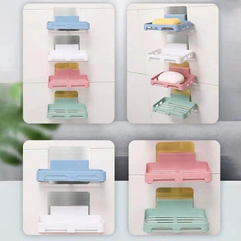 Bathroom Accessories Soaps  Holder Wall Mount Drain Soap Dish Box Plastic Hollow Installation