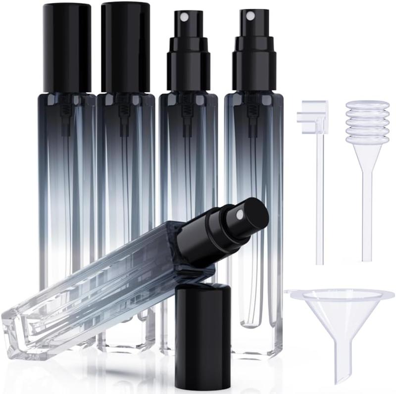 5 count Cologne Perfume Atomizer Empty,10ML Mini Perfume Bottles Refillable With Dispenser Tools, Pocket Perfume Spray Bottle Atomizer for Travel and Sample Container (Gradient+black cap)