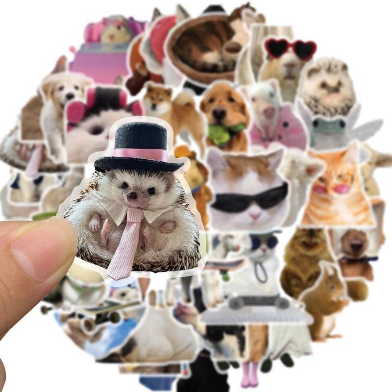 Cute Animals Pattern Sticker, 50pcs Funny Animal Sticker, Vinyl Waterproof Sticker for Laptop, Water Bottle, Phone, Luggage, Scrapbook