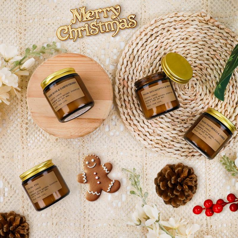 8-pack home scented candles, jar candle gift amber set, aromatherapy Christmas gift Decor Ornaments Decoration Box