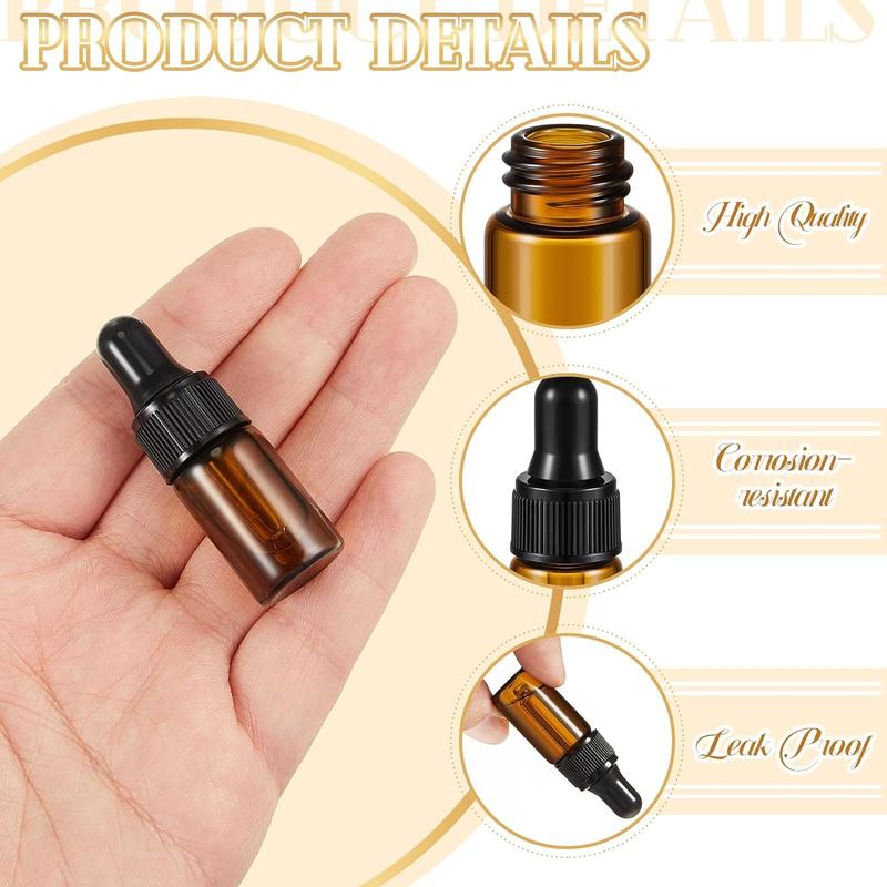 Mini Glass Dropper Bottles, Small Sample Vials With Lid For Traveling Essential Oils Cosmetic Liquid Sample Perfume