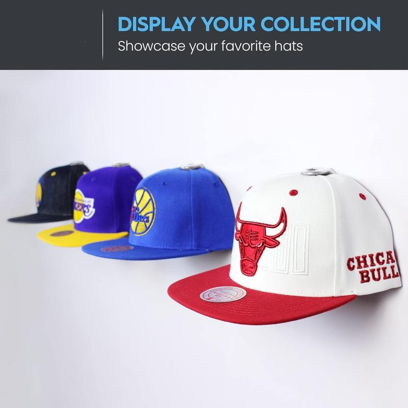 Hat Hooks- Hat Rack for Baseball Caps, Minimalist Hat Display, Strong Hold Hangers for Wall - U.S. Patent Pending, Clear