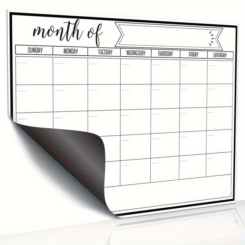 Magnetic Monthly Calendar, 1 Count Refrigerator Planner  Dry Erase Board, Planning Board for Kitchen Office School Refrigerator