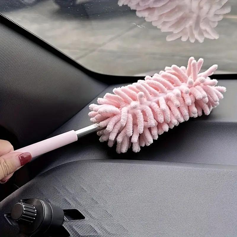 Car Interior Cleaning Brush with Replacement Brush Head, Portable Car Interior Cleaning Brush with Retractable Stainless Steel Handle, Car Cleaning Tool