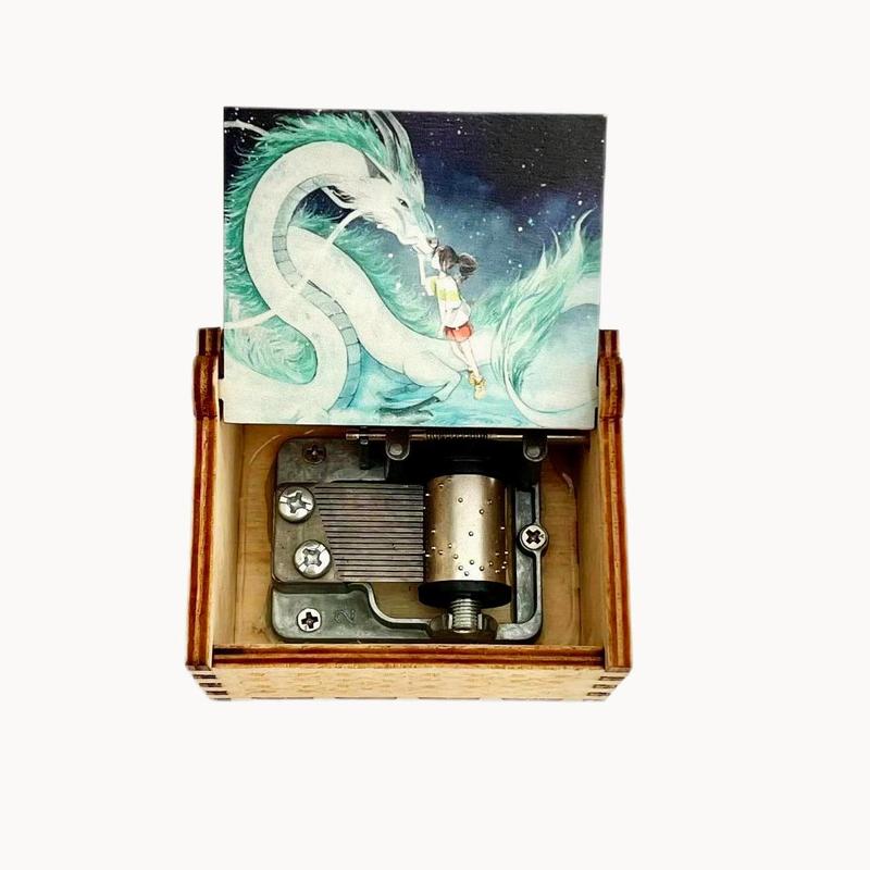 Wooden Hand Rolling Haku Dragon Music Box as Christmas Gift desk accessory music box dragon decoration perfect Christmas 2024 gift Ornaments