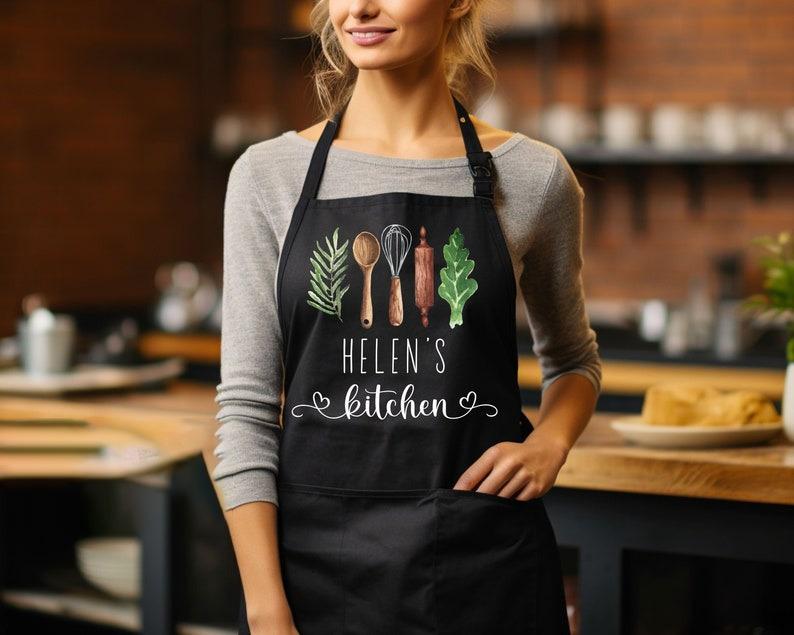 Personalized Apron for Women, Custom Mother's Day Gift, Kitchen Apron for Grandmother, Personalized Gift for Mom, Custom Printed Apron