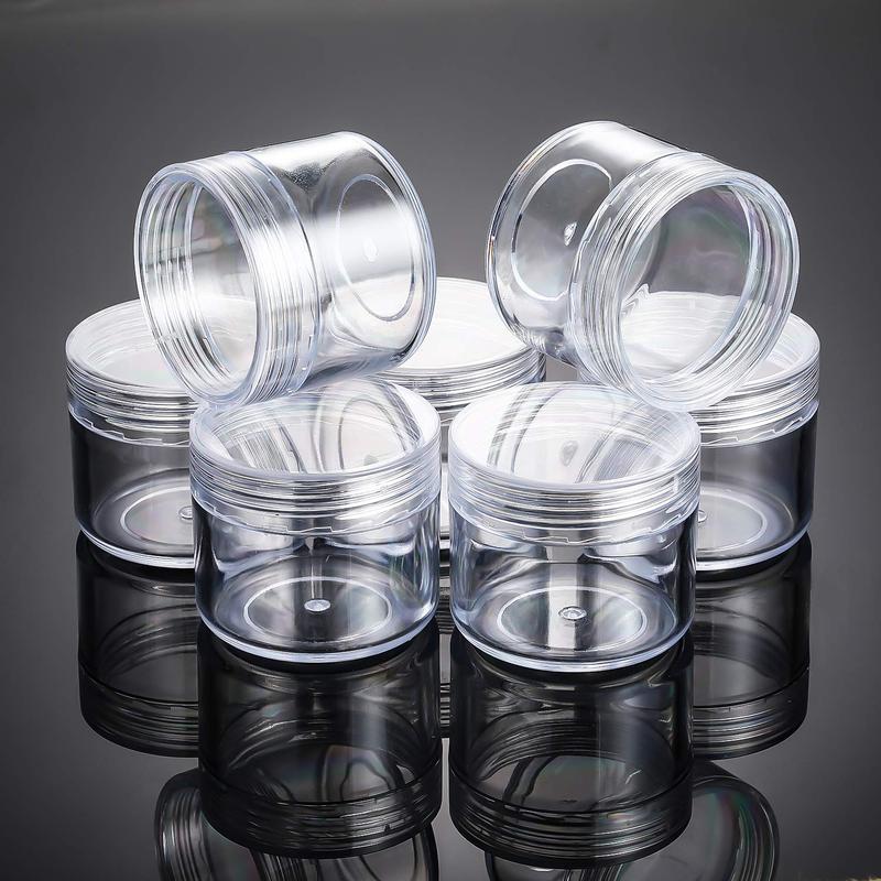 20 Pieces Clear Lid Round Pot Jars Plastic Cosmetic Containers Set for Liquid Creams Sample, 20 ml  0.7 oz - Organiser, Bottles