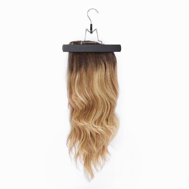 Portable Hair Extension Storage Wig Bags with Anti-slip Wooden Hanger & Transparent Zip Up Closure Organiser Hangable