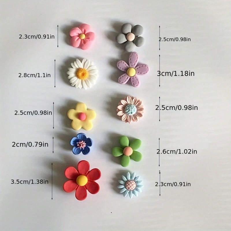 Flower Shaped Fridge Magnet, 10pcs set Cute Flower Refrigerator Magnet, Decorative Refrigerator Magnet for Home Kitchen Office