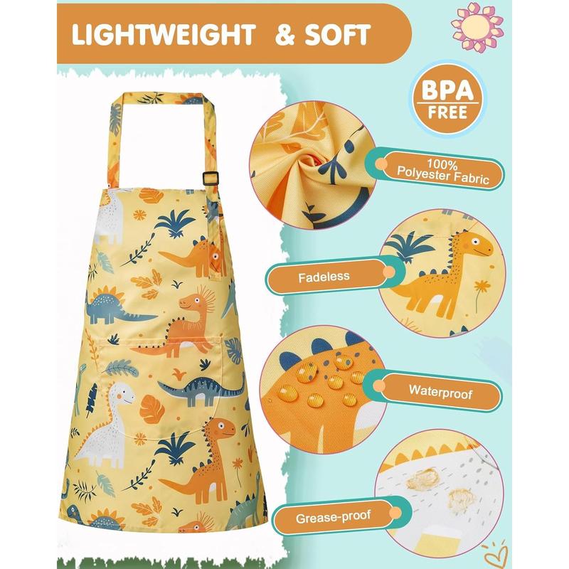 2 Pack  Apron Girls Boys for Cooking, Waterproof Art Apron with Pockets for Painting Cooking Baking