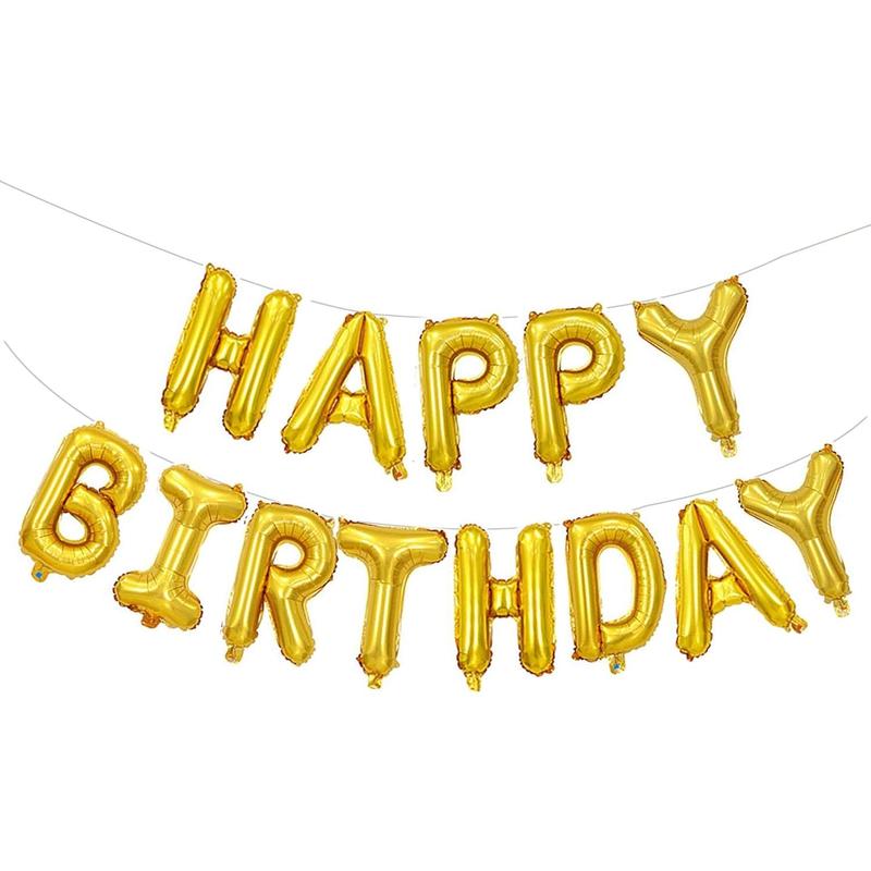 Silver Happy Birthday Balloons Banner,16 Inch Mylar Foil Letters Sign,Reusable Balloons for Women, Men, Boys & Girls Birthday Decorations Party Supplies