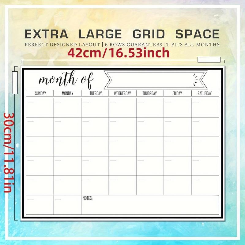 Magnetic Monthly Calendar, 1 Count Refrigerator Planner  Dry Erase Board, Planning Board for Kitchen Office School Refrigerator