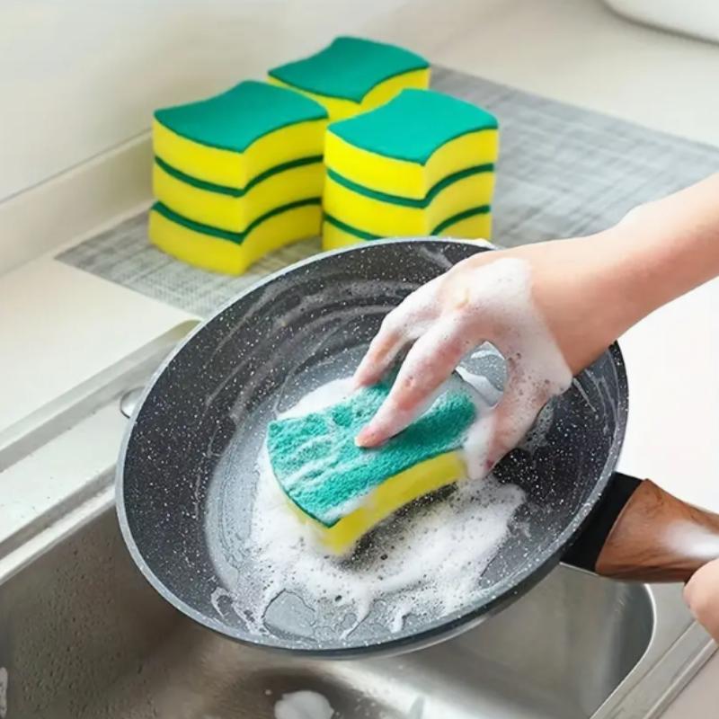 Double-sided Cleaning Sponge, 12pcs Durable Non-scratch Sponge Wipe, Water Absorbent Cleaning Tool, Cleaning Supplies for Home Kitchen