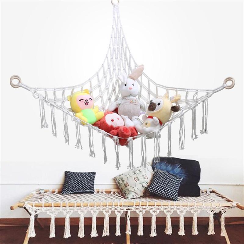 Toy Hanging Storage Basket, 1 Count Boho Style Tassel Decor Storage Organizer for Kids Room