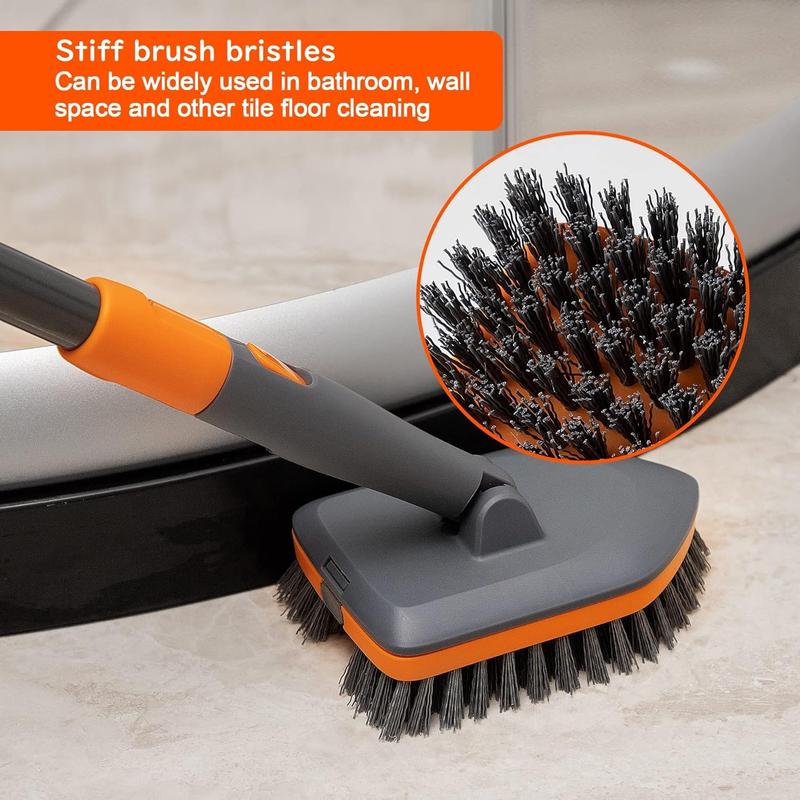 Tile Tub Scrubber Brush with 3 Different Function Cleaning Heads and 56