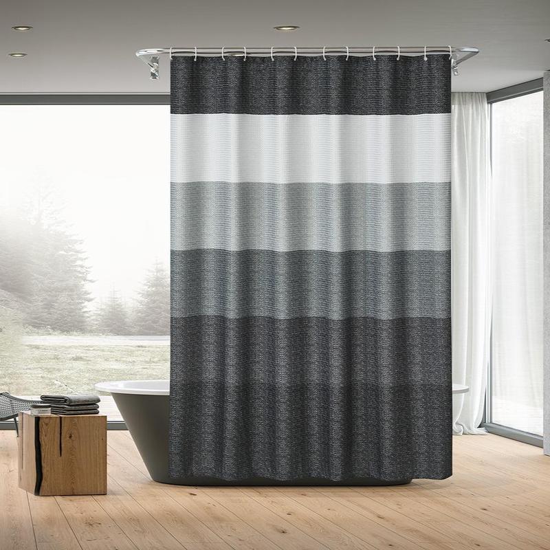 Modern Geometric Waffle Print Shower Curtain, Waterproof Shower Curtain with 12 Hooks, Bathroom Supplies for Home Use, Bathroom Decor