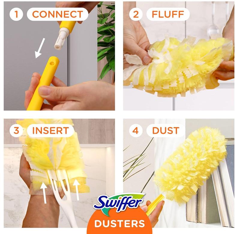 Heavy Duty Duster Starter Kit with Extendable Handle and 3 Refills - 3 ft gap cleaning brush