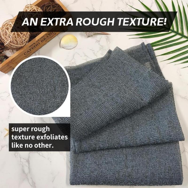 Exfoliating Washcloth Towel [3 Pack], Japanese Exfoliating Bath Wash Cloth for Body Exfoliation, Korean Back Scrubber Washer for Shower, African Net Sponge Brush Loofah Exfoliator (Gray)(Creative Life Pavilion) Accessories