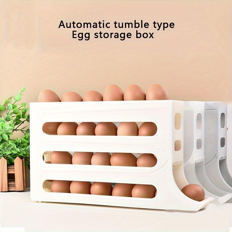 Refrigerator Egg Storage Box, Automatic Egg Rolling Rack, Large Capacity Egg Holder for Home Kitchen Dormitory Dining Room - Utensils