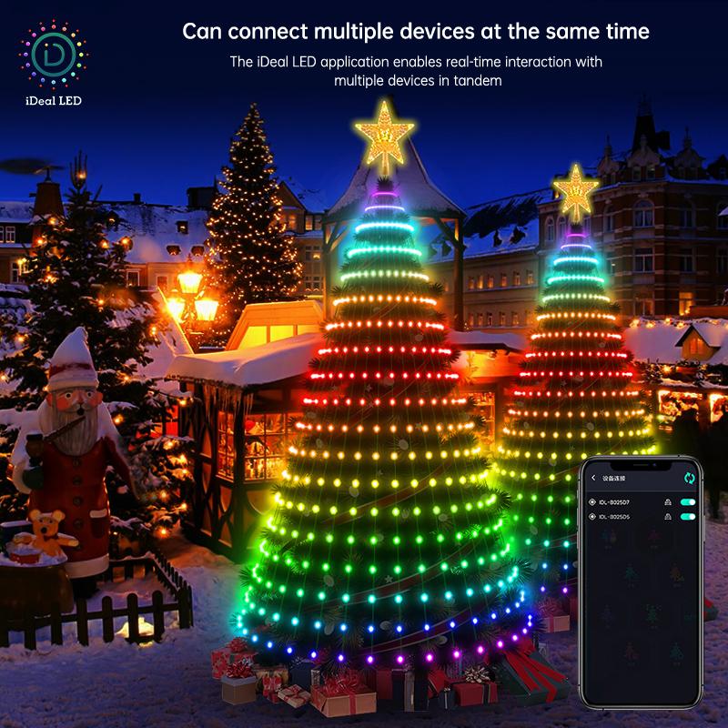 APP Smart Christmas Tree Lights - 400 LEDs with Remote & App Control - Music Sync Green Wire - Indoor Outdoor - Multicolor & Warm White - 6Ft Height