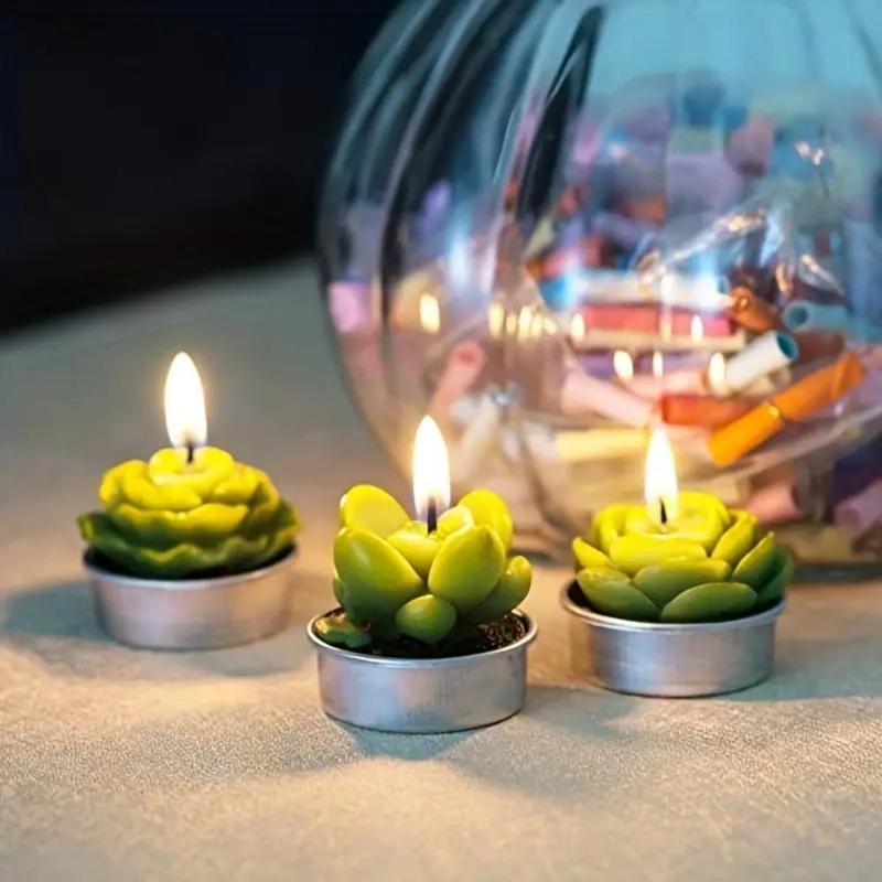 Cactus Design Candle, 12pcs set Unscented Cactus Shaped Candle, Decorative Candle for Home Party & Wedding, Home Decor Supplies