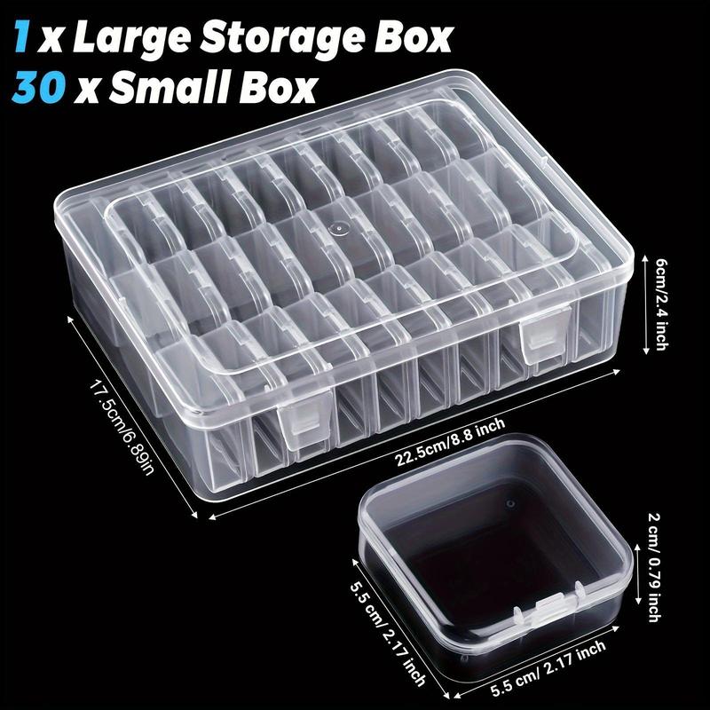 Clear Storage Box, 1 Count 20 30 Grids Small Items Storage Box, Multifunctional Handicraft Organizer, Suitable for Hair Accessories Jewelry Necklaces Rings