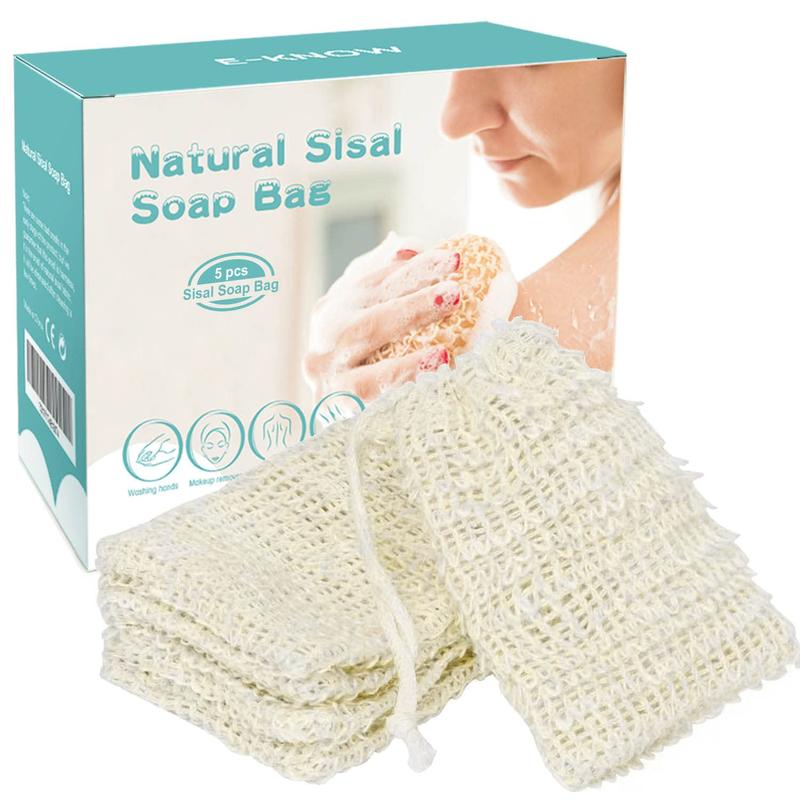 Soap Bag, 5 Pack Natural Sisal Soap Saver, Zero Waste Plastic-Free Soap Net, Foaming and Drying The Soap, Massage, Peeling bathroom ware Gift