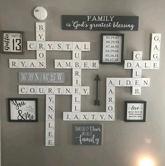 Family Names Scrabble Crossword Wall Tiles Wall Decor