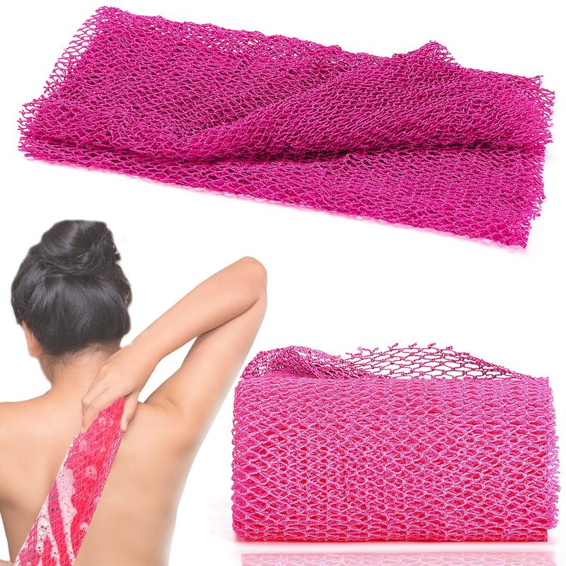 Pink African Net Long Bath Net Sponge, Exfoliating Shower Body Scrubber,  Back Scrubbing Cloth for Home Dormitory Salon Hotel, Bathroom Accessorie