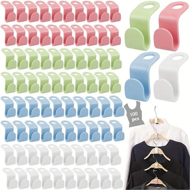 100PCS Clothes Hanger Connector Hooks,Magic HangerHooks,  Hangers Organizer Smart Closet Space Saver Pack for Closet Space Savers and Organizer Closets