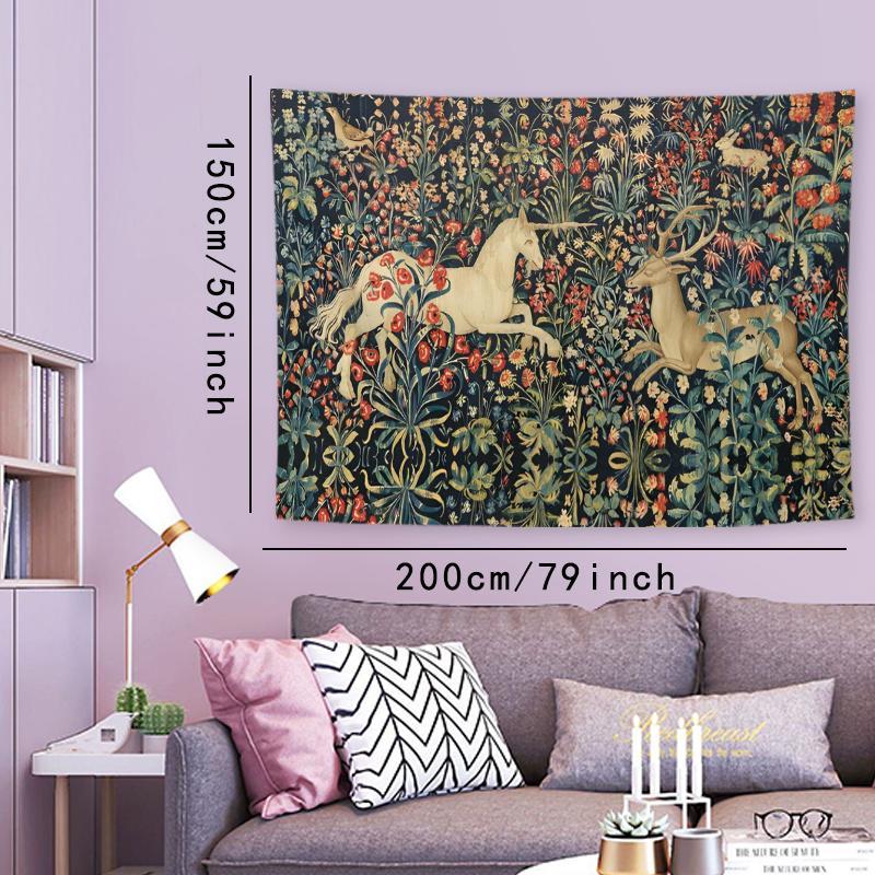 Plant & Animal Pattern Tapestry, 1 Count Bohemian Style Wall Hanging Decor, Wall Decor for Home Living Room Bedroom Dormitory