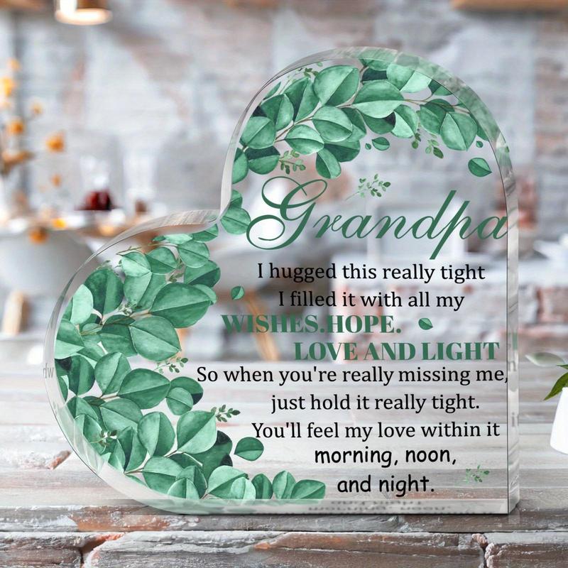 Heart Shaped Acrylic Plaque, 1 Count Grandpa Gift, Centrepieces Plaque, Acrylic Decoration Ornament, Desktop Decoration, Gift for Grandpa