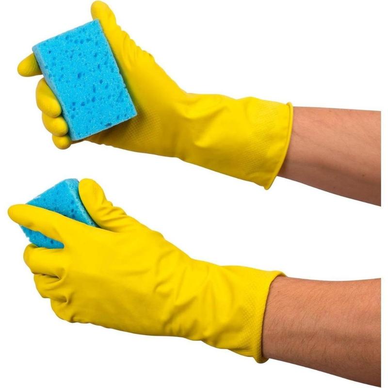 3 Pack Yellow Cleaning Gloves, Professional Natural Rubber Latex Gloves, 3 Pairs(Creative Life Pavilion)