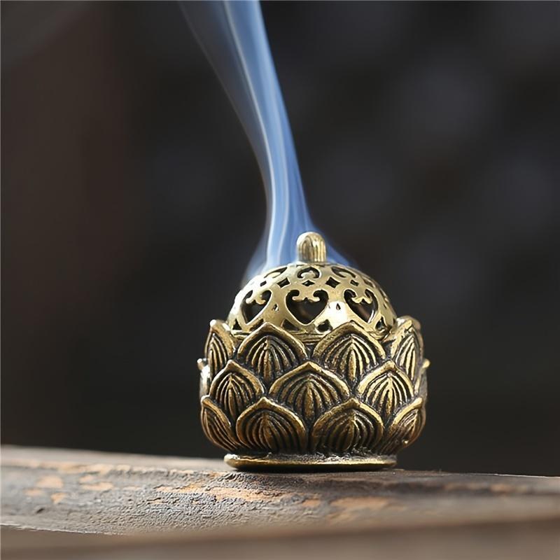 Hollow Lotus Design Incense Burner, 1 Count Vintage Incense Burner, Desktop Decorative Candle Holder for Home Office, Home Decor Supplies