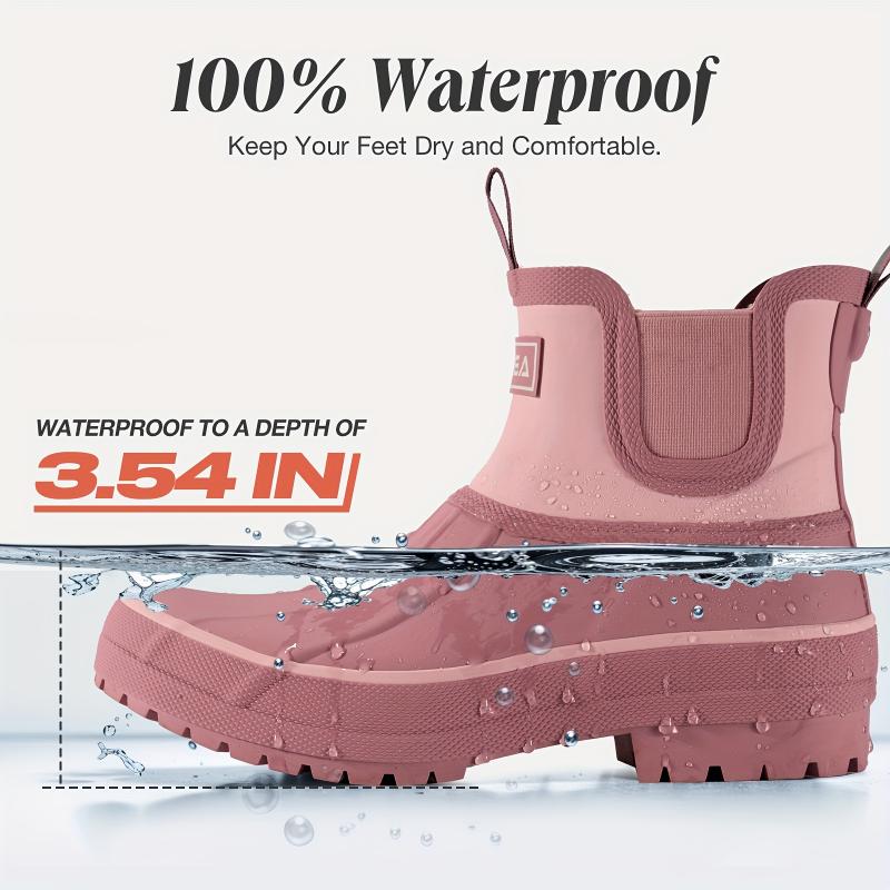 Waterproof Women's Short HISEA Duck Chelsea Rain Boots Outdoor Mud Garden Boot