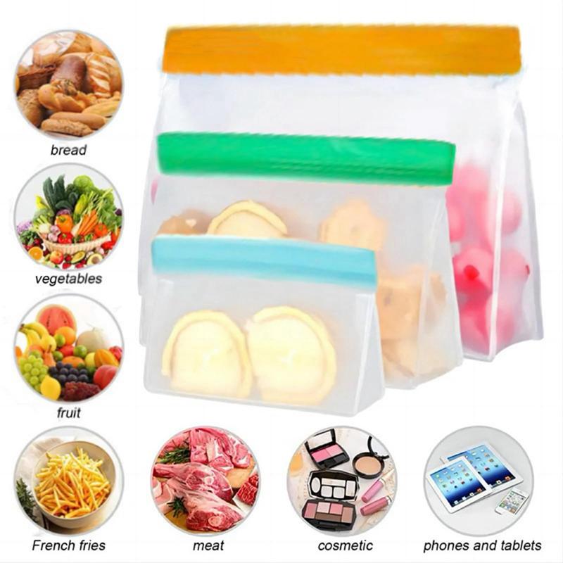 Reusable Food Storage Bags Stand Up, 10 Pcs Ziplock Reusable Freezer Bags, Leakproof Storage Gallon Bags, Reusable Food Bags, Sandwich Bags, Reusable Snack Bags