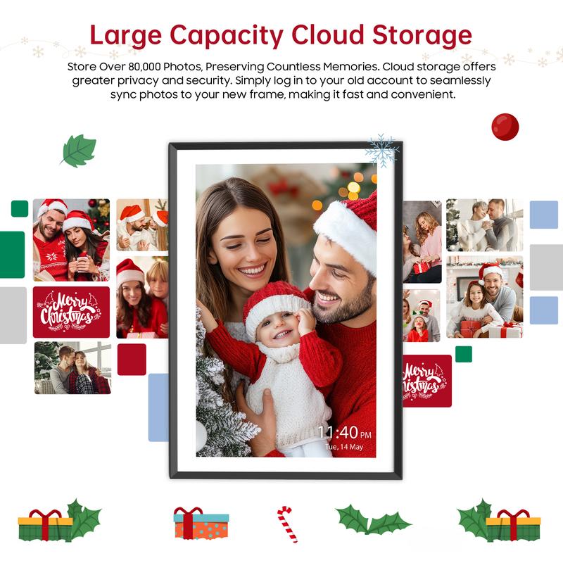 10.1 inch Nixplay Digital Picture Frame WiFi Video Picture Decor Frame, Desktop, Wall Mountable,Touch Screen Display, Support Alexa Google Photos, With 32GB Storage, Auto Rotate, Smart Electronic Picture Frame Christmas Gifts for Friends, Family