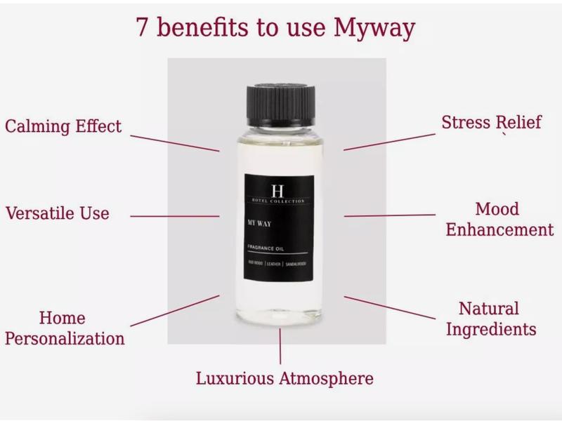 Hotel Collection - My Way Essential Oil Scent - Luxury Hotel Inspired Aromatherapy Scent Diffuser Oil - Lush Sandalwood, Warm Virginia Cedar, and Beautiful Iris - for Essential Oil Diffusers - 120mL Fragrance Freshener Scented Bottle Perfume